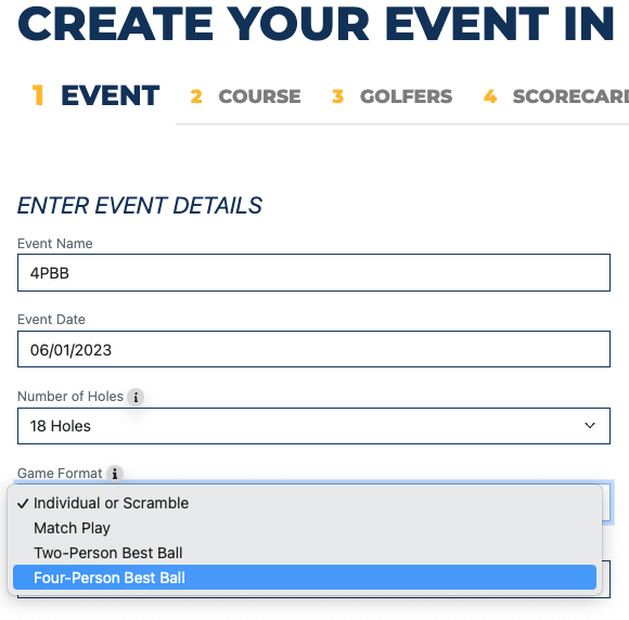 Support How to Set Up a 4 Person Best Ball Golf Event